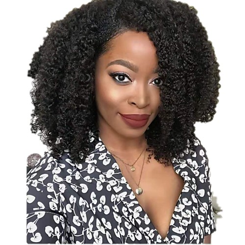 

Human Hair Wig Short Medium Length Kinky Curly U Part Natural Women Sexy Lady New Capless Brazilian Hair Women's Natural Black #1B 10 inch 12 inch 14 inch