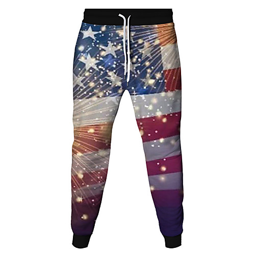 

Men's Sporty Outdoor Sports Daily Pants Sweatpants Pants 3D Full Length Patchwork White Blue Red Yellow Light Blue