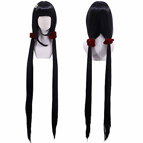 

1.2m harukawa maki black straight double ponytails cosplay wig (no 2 red hair circle and 1 preal hair clip)
