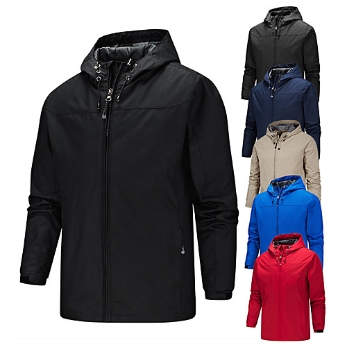 

Men's Hiking Jacket Hiking Windbreaker Winter Outdoor Solid Color Thermal Warm Waterproof Windproof Breathable Top Hunting Fishing Climbing Black Red Blue Grey Khaki / Camping / Hiking / Caving