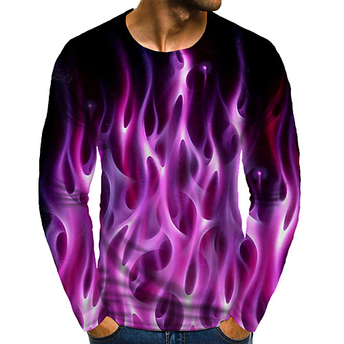 

Men's T shirt 3D Print Graphic 3D Plus Size Print Long Sleeve Daily Tops Blushing Pink