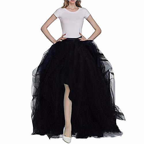 

women's maxi tulle special occasion bustle night out long evening skirt black-s