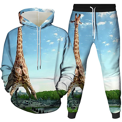 

Women's Men's 3D Hoodies Set Graphic Daily 3D Print 3D Print Basic Hoodies Sweatshirts White Black Blue