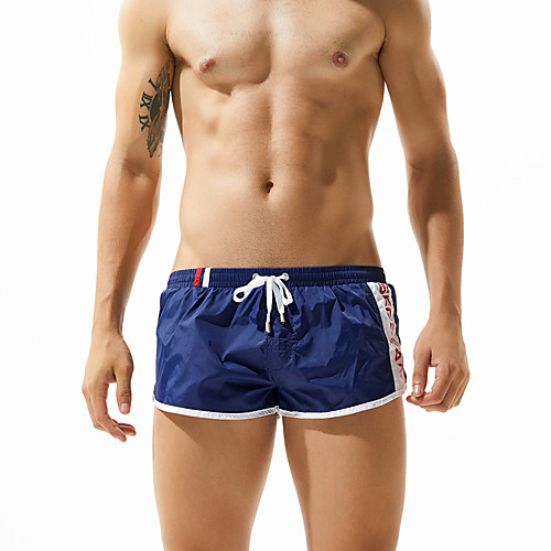 

Men's Bikini Bottom Swimsuit Drawstring Letter Light Blue White Red Navy Blue Swimwear Bathing Suits