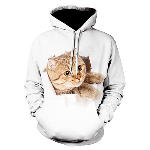 

Men's Pullover Hoodie Sweatshirt Graphic Animal Hooded Daily 3D Print Casual Hoodies Sweatshirts Long Sleeve White Black Purple