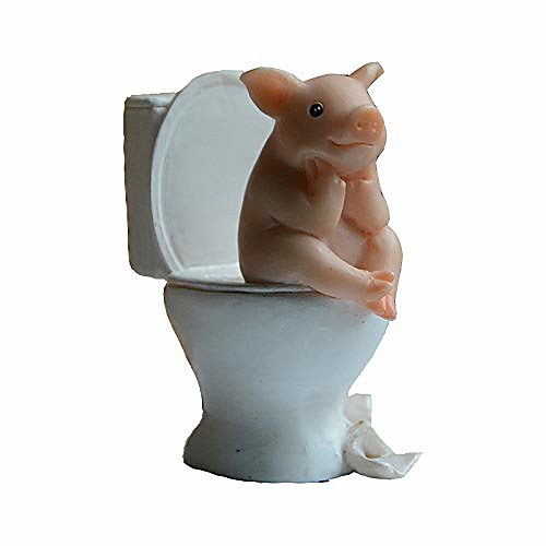 

miniature fairy garden pig figurine-toilet pig statue