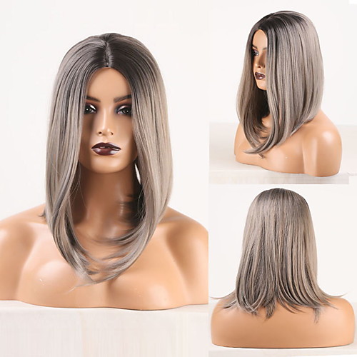 

Cosplay Costume Wig Synthetic Wig Wavy Natural Straight Bob Middle Part Wig Long Ombre Grey Synthetic Hair Women's Odor Free Fashionable Design Soft Gray / Heat Resistant