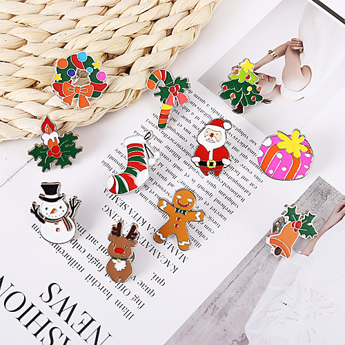 

Women's Men's Brooches Fancy Santa Suits Cartoon Brooch Jewelry Assorted Color For Christmas