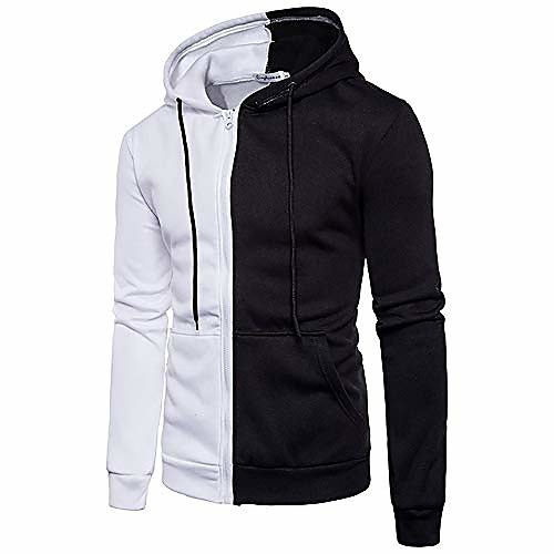 

men's full-zip hooded sweatshirt coat long sleeve big & tall hoodies with pocket white s