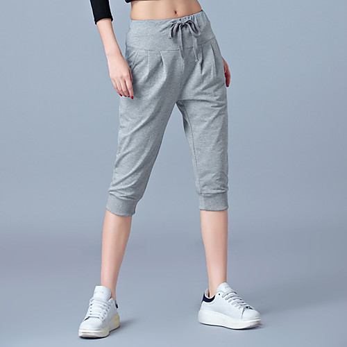 

Women's Men's Yoga Pants Drawstring Capri Pants Quick Dry Breathable Solid Color Black Gray Fitness Gym Workout Sports Activewear