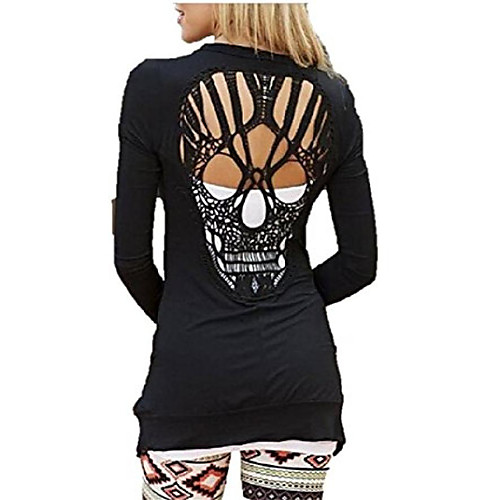 

women's funny skull hollow-out long sleeve thin style cardigan coats womens jackets m