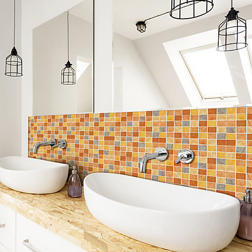 

3D Mosaic Rich Yellow Wall Sticker Bathroom Waterproof Tile Sticker Kitchen Oil and Antifouling Sticker 24020cm