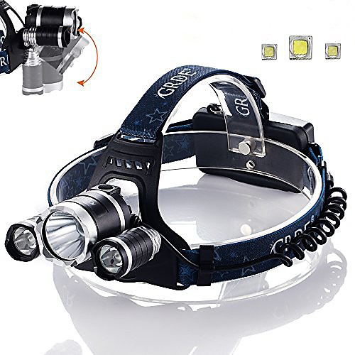

led head torch,4000 lumens(max) adjustable headlamp/headlight for camping,reading,fishing,cycling,running,walking, power supplied by rechargeable 18650 batteries - included