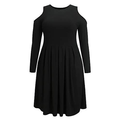 

Women's Plus Size T shirt Dress Plain Long Sleeve Round Neck Tops Streetwear Basic Top Black Blue Wine