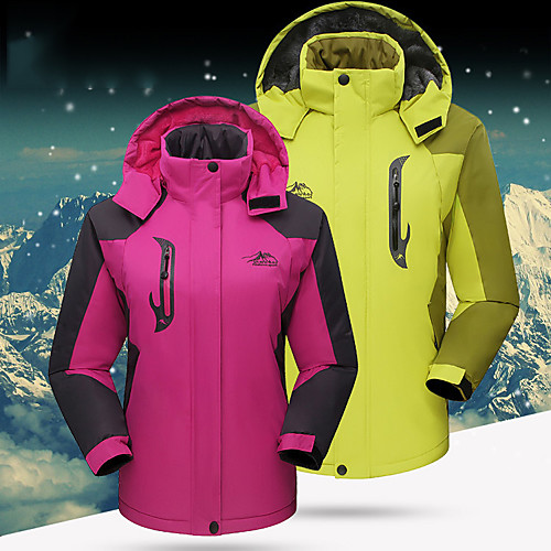 

Women's Hoodie Jacket Hiking Jacket Ski Jacket Winter Outdoor Solid Color Thermal Warm Waterproof Windproof Breathable Jacket Winter Jacket Top Fleece Skiing Camping / Hiking Climbing Purple Red