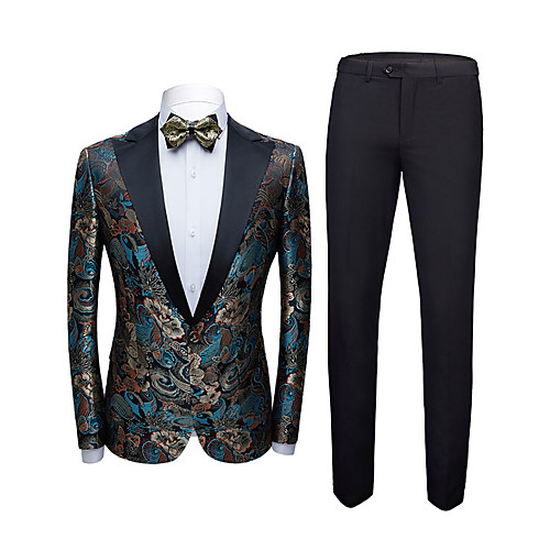 

Tuxedos Tailored Fit Peak Single Breasted One-button Polyester Jacquard / British / Fashion