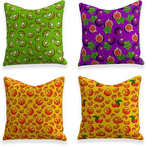 

Cushion Cover 4PCS Linen Soft Decorative Square Throw Pillow Cover Cushion Case Pillowcase for Sofa Bedroom 45 x 45 cm (18 x 18 Inch) Superior Quality Mashine Washable Fruit Pattern