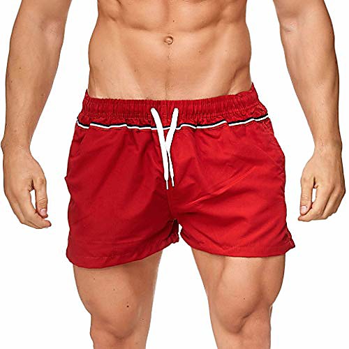 

allywit men's swim trunks and athletic workout shorts – perfect swimsuit or athletic shorts - adults, boys red