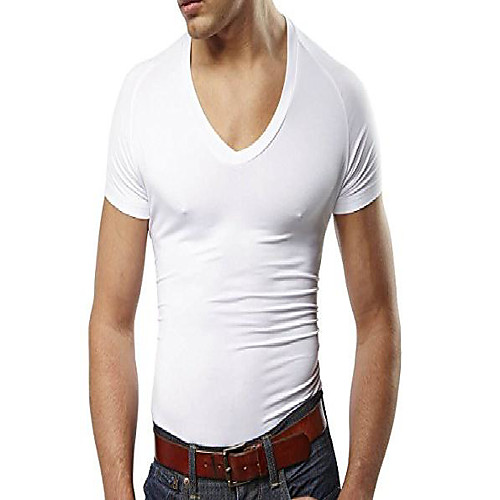 

mr. davis men's bamboo viscose traditional cut v neck undershirt, l, white