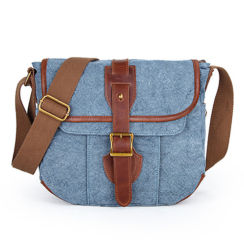 

Unisex Bags Canvas Crossbody Bag Zipper Daily MessengerBag Black Blue