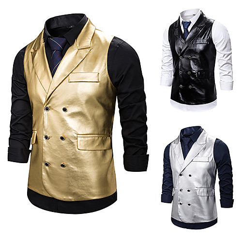 

The Great Gatsby Vintage Gothic Steampunk Masquerade Vest Waistcoat Men's Slim Fit Costume Golden / Black / Silver Vintage Cosplay Event / Party Sleeveless