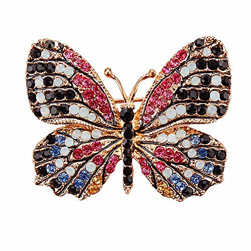 

winged butterfly crystal rhinestones brooch pin (purple)