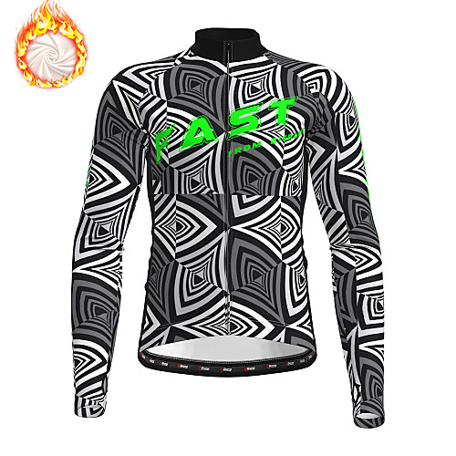 

21Grams Men's Long Sleeve Cycling Jersey Winter Fleece BlackWhite Bike Jersey Top Mountain Bike MTB Road Bike Cycling Fleece Lining Warm Quick Dry Sports Clothing Apparel / Stretchy / Athleisure