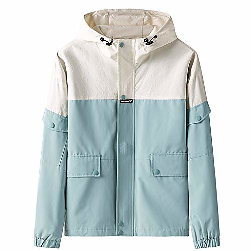 

men's block color anorak jacket,men's hooded lightweight windbreaker jacket softshell walking coat green