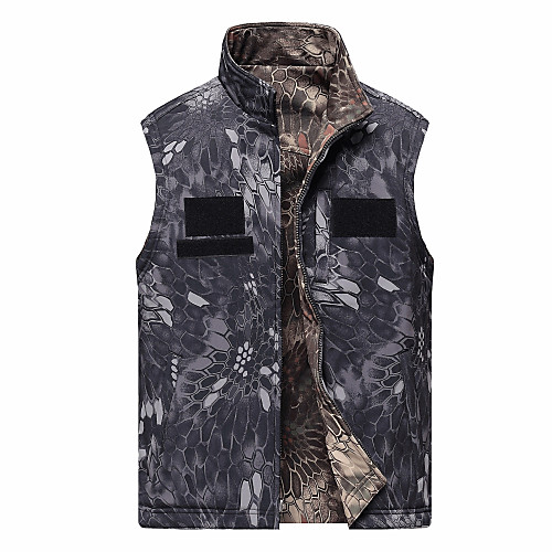 

Men's Hiking Fleece Vest Outdoor Thermal Warm Waterproof Windproof Breathable Fall Spring Summer Camo Top Cotton Camping / Hiking Hunting Fishing Khaki Green Camouflage Gray