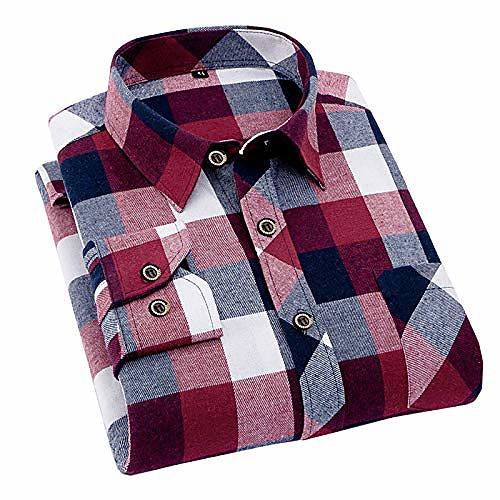 

men's casual plaid button down shirt (small, red)