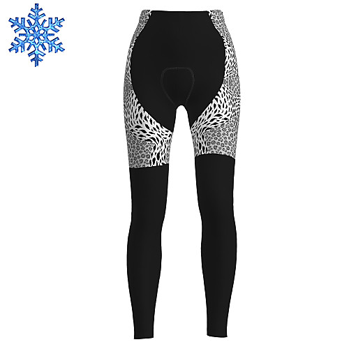 

21Grams Women's Cycling Tights Cycling Pants Winter Fleece Bike Tights Padded Shorts / Chamois Pants Thermal Warm Fleece Lining Breathable Sports Leopard Black Mountain Bike MTB Road Bike Cycling