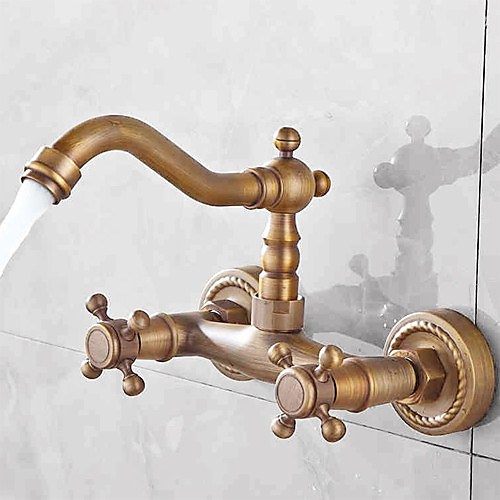 

1279 Sprinkle Sink Faucets - Antique / Art Deco / Retro / Traditional Antique Brass Wall Mount Two Holes