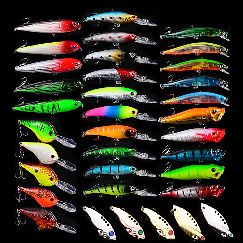 

35 pcs Lure kit Fishing Lures Spoons Minnow Lure Packs Bass Trout Pike Bait Casting