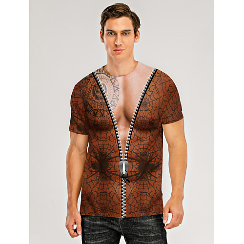 

Men's T shirt 3D Print Graphic 3D Muscle Print Short Sleeve Daily Tops Brown