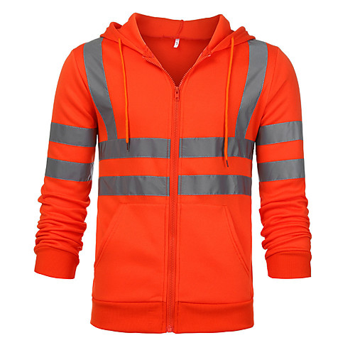 

high visibility sweatshirt with pocket and reflective strips jacket hoodie hoody hooded sweat shirt fleece top black