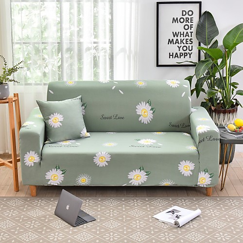 

Daisy Print 1-Piece Sofa Cover Couch Cover Furniture Protector Soft Stretch Slipcover Spandex Jacquard Fabric Super Fit for 1~4 Cushion Couch and L Shape Sofa,Easy to Install(1 Free Cushion Cover)