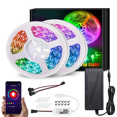 

RGB IC LED Lights Strip Kit WS2811 5M 10M 5050 RGB 30LEDs Per Meter Waterproof Dream-color Flexible Addressable LED Strip with APP WIFI Controller and Adapter DC12V