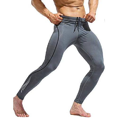 

men's compression quick dry sports pants base under layer running leggings tights dark gray