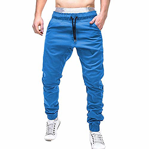 

fashion pants men's sweatpants casual elastic joggings sport solid baggy pockets trousers