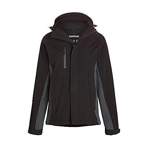 

women's polyester waterproof soft shell jacket, black/charcoal, 3xl
