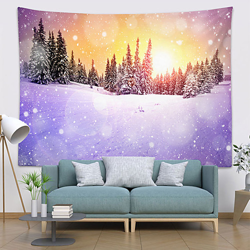 

Wall Tapestry Art Deco Blanket Curtain Picnic Table Cloth Hanging Home Bedroom Living Room Dormitory Decoration Polyester Fiber Gorgeous Snow Scene