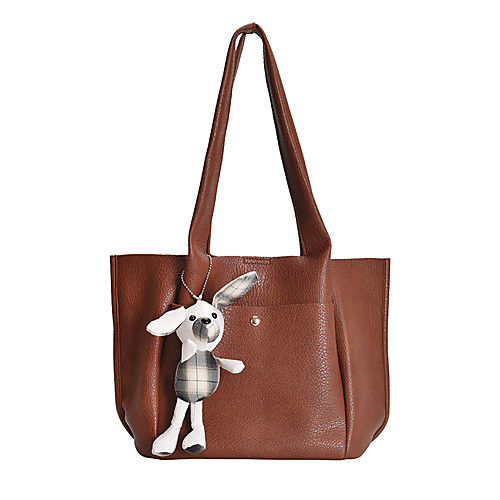 

Women's Bags PU Leather Tote Top Handle Bag Zipper Cartoon Daily Office & Career 2021 Handbags White Black Khaki Brown
