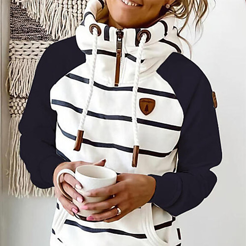 

Women's Blouse Striped Long Sleeve Cowl Neck Tops Basic Top Black Red Wine