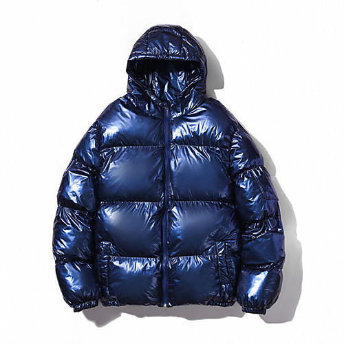 

men's metallic hooded puffer jacket small a350 navy