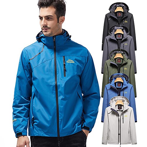 

Men's Hoodie Jacket Hiking Jacket Ski Jacket Winter Outdoor Patchwork Windproof Breathable Warm Detachable Cap Jacket Top Single Slider Hunting Fishing Climbing Cream Black Army Green Blue Grey