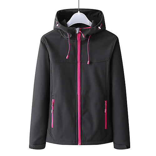 

Women's Hiking Softshell Jacket Winter Outdoor Solid Color Waterproof Fleece Lining Warm Ventilation Jacket Fishing Climbing Camping / Hiking / Caving Black Fuchsia Pink