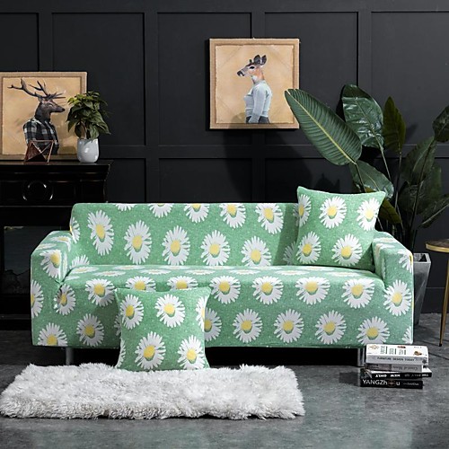 

Daisy Print 1-Piece Sofa Cover Couch Cover Furniture Protector Soft Stretch Slipcover Spandex Jacquard Fabric Super Fit for 1~4 Cushion Couch and L Shape Sofa,Easy to Install(1 Free Cushion Cover)