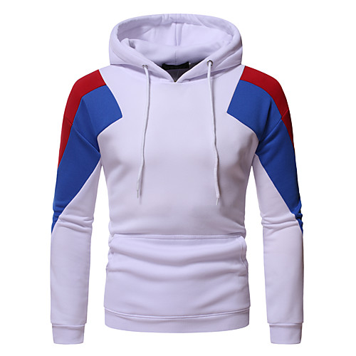 

Men's Pullover Hoodie Sweatshirt Color Block Casual Hoodies Sweatshirts White Black