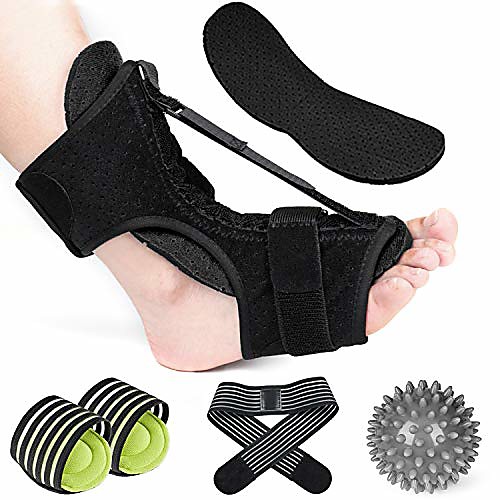 

plantar fasciitis night splint kit, adjustable foot brace with 2 replaceble cushions, improved dorsal night splint for effective relief from plantar fasciitis achilles tendonitis ankle pain(7pcs)