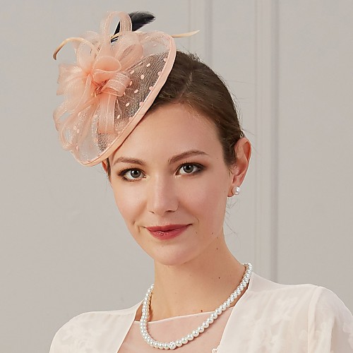 

Feathers / Net Fascinators / Hats / Headwear with Feather / Ruching / Flower 1 Piece Wedding / Special Occasion Headpiece